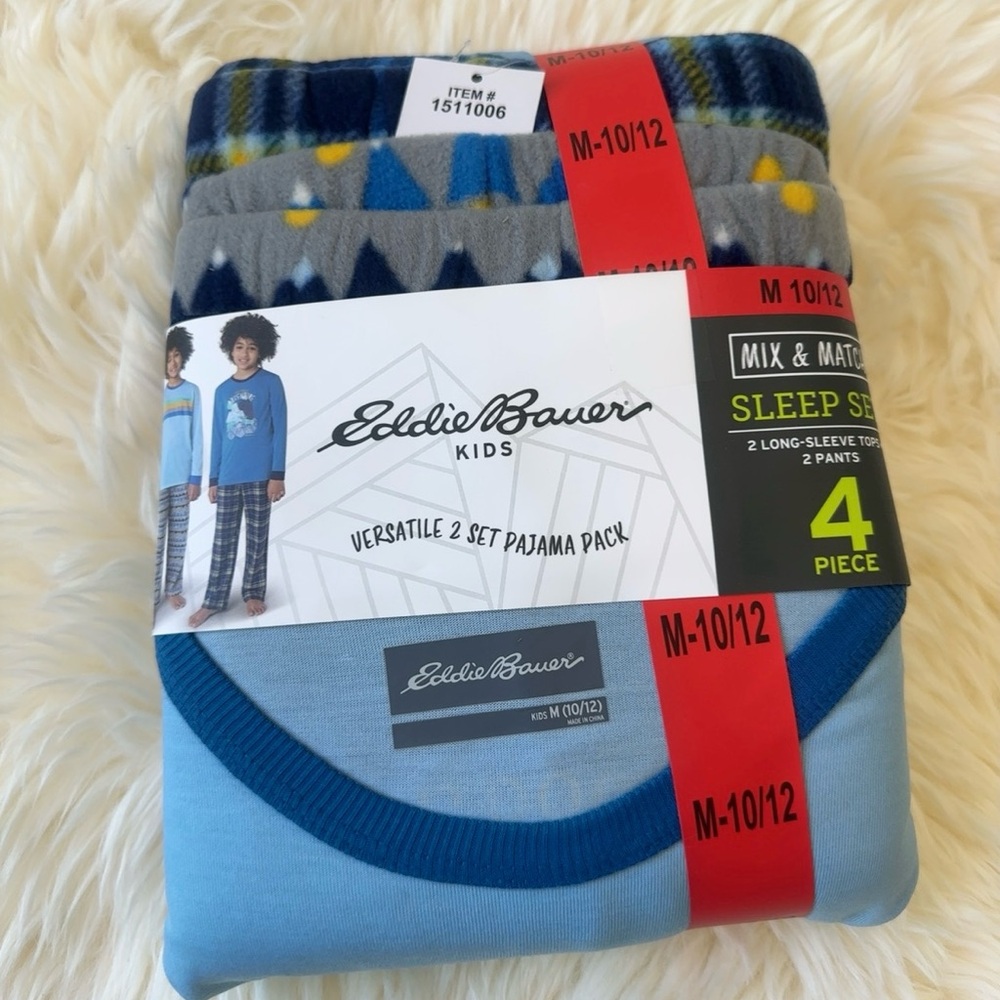 Eddie Bauer Eddie Bauer Sleep Set Pajama 4 Piece 2 Long Sleeve 2 Pants M(10/12)